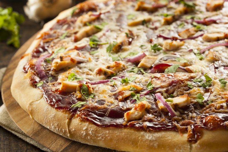 Barbecue stone pizza with homemade pizza dough 